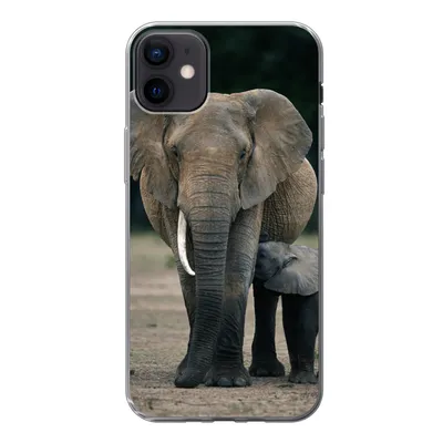Produktbild von MuchoWow® Handyhülle Schutzhülle Hülle für iPhone 12 mini Elefant - Tiere - Flachland - Natur Silikon Softcase Handy Hülle - Bild