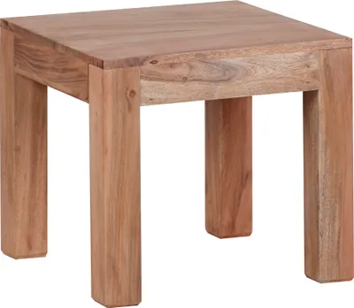Produktbild von Couchtisch Massiv-Holz Akazie 45 cm breit Wohnzimmer-Tisch Design braun Landhaus-Stil Beistelltisch Natur-Produkt Wohnzimmermöbel Unikat modern Massivholzmöbel Echtholz quadratisch