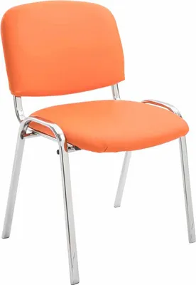 Produktbild von TPFLiving Besucherstuhl Konferenzstuhl Keen Kunstleder mit Gestell in Chromoptik / Bezug Orange