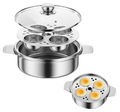 Produktbild von 7-teiliges Edelstahl-Dampfkochtopf-Set mit Eierseparateur