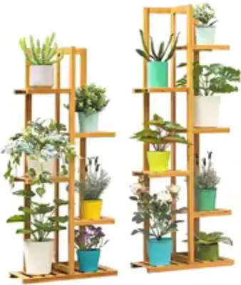Obrázok produktu pre Bambusový regál na rastliny 102 x 40 cm, dekoratívny, do interiéru aj exteriéru