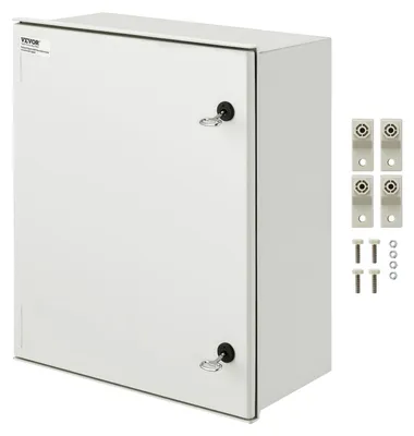 Image de VEVOR Boîtier en acier NEMA, 24 x 20 x 9\'\' Boîtier de commutation en fibre de verre NEMA 4X, IP66 étanche à l'eau et à la poussière, boîtier de raccordement électrique pour l'extérieur/intérieur, avec plaque de montage (60 x 50 x 23 cm)