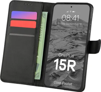 Produktbild von Handyhülle mit Klappe für OnePlus 15R, Bizon Case Pocket, Schwarz