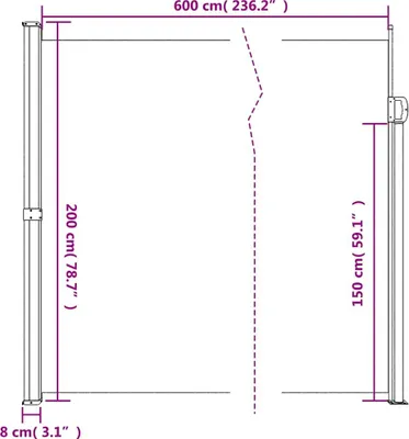 Produktbild von vidaXL Seitenmarkise Ausziehbar Schwarz 200x600 cm