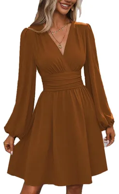 Produktbild von Elzusha – Langes, lässiges Midikleid für Damen mit langen Ärmeln und hoher Taille