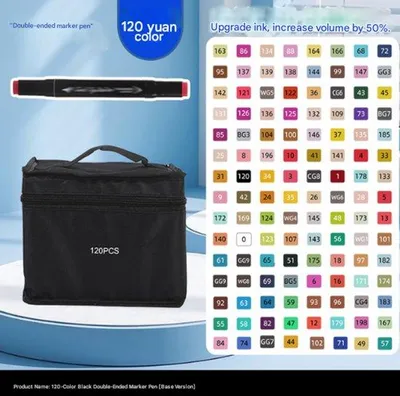 Produktbild von Doppelseitige schwarze Marker mit 120 Farben, Olivenfarbenmarker, spezielle Aquarellmarker für Kinder, Zeichnungsmarker.