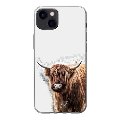 Produktbild von MuchoWow® Handyhülle Schutzhülle Hülle für iPhone 13 Schottischer Highlander - Farbe - Grau Silikon Softcase Handy Hülle - Karteninhaber