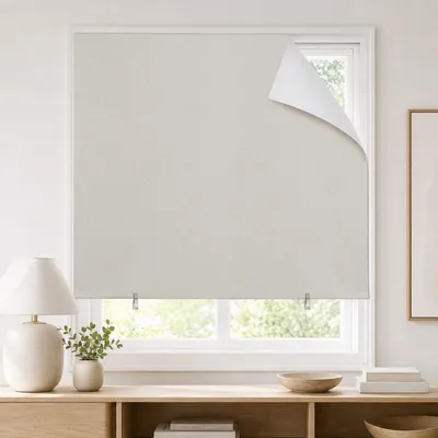 Verdunkelungsrollo ohne Bohren, selbstklebend, 148x182 cm, cremeweiß