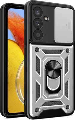 Produktbild von Hülle für Samsung Galaxy M14 5G mit Ring Ständer Halter Dia Kameraschutz TPU PC Hybrid Handyhülle Silber