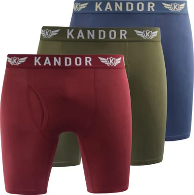 Produktbild von Kandor - "Bambuso" Boxershorts für Herren(3er-Pack) BG1727 (M) (Oliv/Rot)