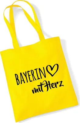 Produktbild von Huuraa Jutebeutel Bayerin mit Herz 10 Liter Yellow Baumwolle Tasche Geschenkidee