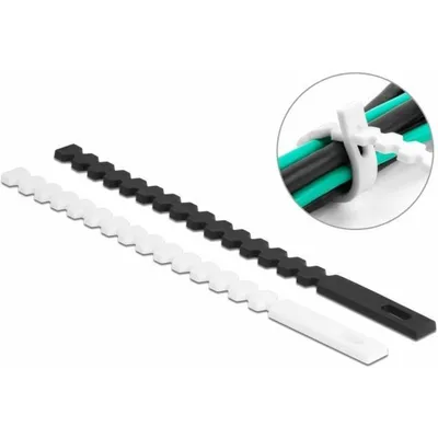 Produktbild von DeLOCK Kabelbinder flexibel wiederverwendbar 20 Stück schwarz / weiß, Lösbarer Kabelbinder, Thermoplastisches Elastomer (TPE), Schwarz, Weiß, 165 mm, 10 mm, 20 Stück(e)