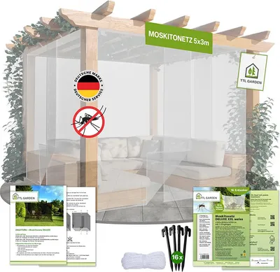 Produktbild von TTL GARDEN Moskitonetz Deluxe XXL 500x300x250cm – 3 Eingänge weiß