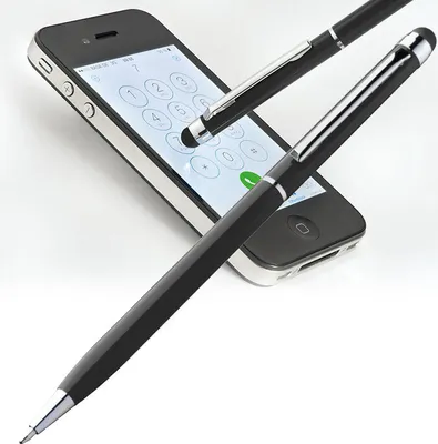 Produktbild von 10 Touchpen Drehkugelschreiber / aus Edelstahl / Farbe: schwarz
