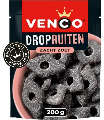 Produktbild von Venco Dropruiten Lakritz 200g – süße & salzige Lakritzstücke aus Holland