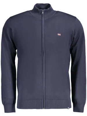 Produktbild von Stilvoller blauer Herren-Cardigan mit Reißverschluss und Stickerei