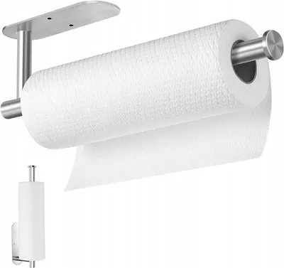 Produktbild von Küchenrollenhalter silber Wand Unterbau selbstklebend Schrauben Loft 33,5 x 8 cm