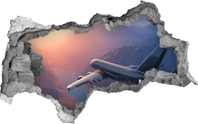 Produktbild von Selbstklebender Loch-3D-Aufkleber 95x73 cm Flugzeug