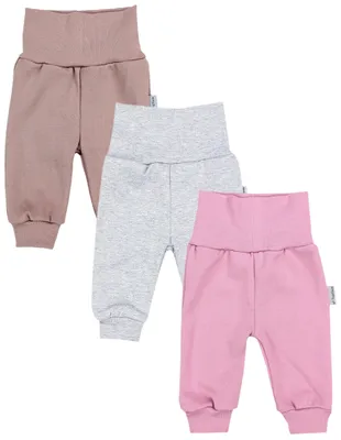 Produktbild von TupTam Baby Mädchen Hose Jogginghose Freizeithose 3er Pack, Farbe: Melange Grau / Beige / Rosa, Größe: 86