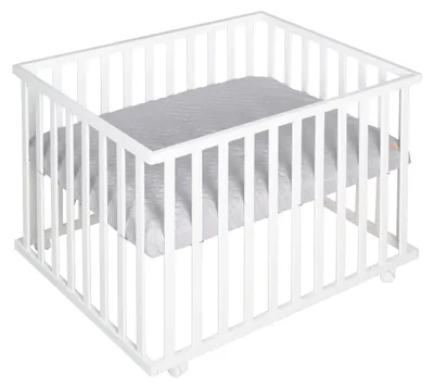 Image de Parois de contention roba, 75 x 100 cm - Clôture de jeu pour bébé + tapis roba Style gris - Réglable en 3 hauteurs - Clôture de jeu mobile avec roulettes - Bois blanc