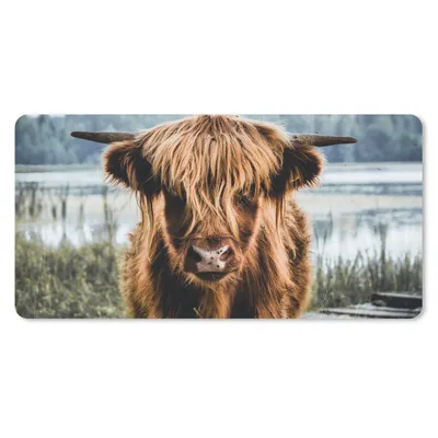 Produktbild von MuchoWow® Schreibtischunterlage Kühe - Schottische Hochlandbewohner - Braun - Natur 80x40 cm - XXL Mauspad - Gaming Mauspad