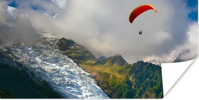 Produktbild von MuchoWow® Poster Alpen - Gleitschirmfliegen - Schnee 160x80 cm - Foto Poster