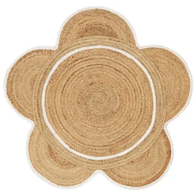 Image de Tapis rond beige/blanc Ø 120 cm fait main