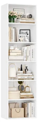 Immagine prodotto di Libreria a 6 scomparti, bianca, dimensioni 48x30x190,5 cm