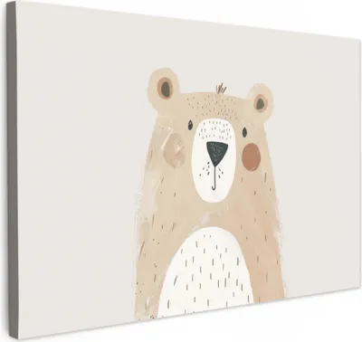 Produktbild von Leinwand Bilder 120x80 cm - Kinder Beige - Bär, Bilder Wohnzimmer Modern, Wanddeko