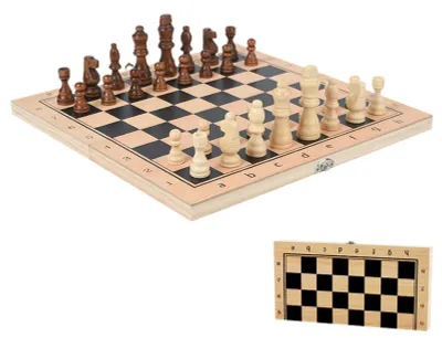 Image de Jeu de société en bois 3-en-1 : échecs