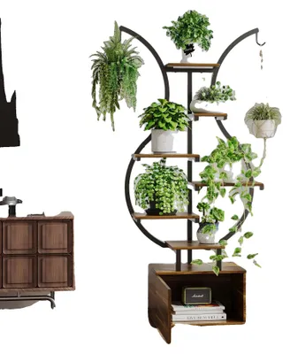 Image de Support pour plantes, design à plusieurs niveaux, pour l'intérieur et l'extérieur, en forme d'arc, 1 pièce