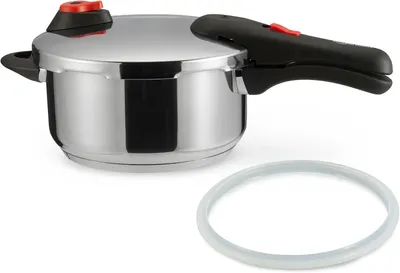 Productafbeelding van Snelkookpan 4 l - Roestvrijstalen drukpan geschikt voor inductie - Diameter 22 cm - 2 kookstanden