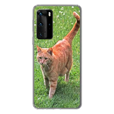 Produktbild von MuchoWow® Handyhülle Schutzhülle Hülle für Huawei P40 Pro Katze - Rot - Katze - Mädchen - Kinder - Jungen - Kind Silikon Softcase Handy Hülle - Schutz