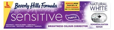 Produktbild von Beverly Hills Natürliches Weiß Sensitive Aufhellende Zahnpasta Lila, Speziell für Empfindliche Zähne, 100 ml