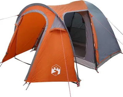 Produktbild von vidaXL Kuppelzelt Kuppel mit Dach Grau und Orange 384 x 254 x 170 cm