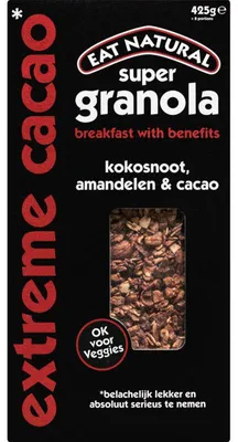 Obrázok produktu pre Eat Natural Super Granola Extreme Cacao 425 g – chrumkavé, na živiny bohaté müsli