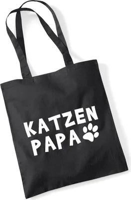 Produktbild von Huuraa Jutebeutel Katzenpapa Tapse 10 Liter Black Baumwolle Tasche Geschenkidee