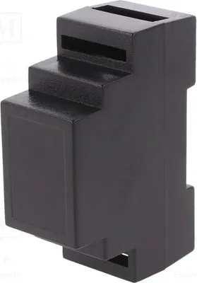 Immagine prodotto di 1x Alloggiamento: per montaggio su guida DIN. Dimensioni: X: 34 mm, Z: 62 mm, Y: 88 mm. Colore: nero. Materiale: Z103, classe di infiammabilità V0. Alloggiamento per