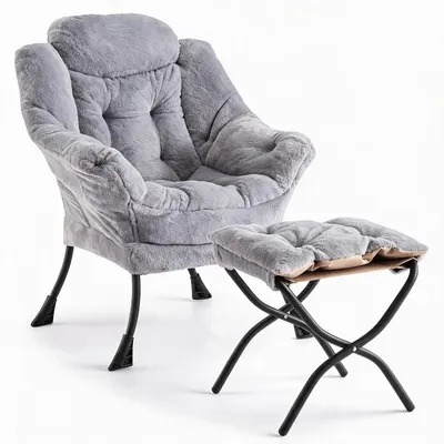 Produktbild von Sessel Loungesessel Samt Wohnzimmer Sitzsessel Relaxsessel Lesesessel grau