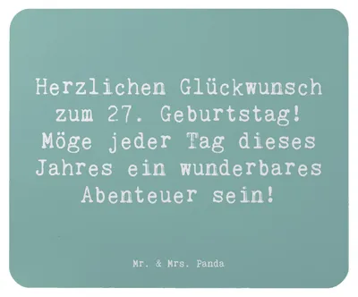 Produktbild von Mr. & Mrs. Panda Mauspad Spruch 27. Geburtstag Abenteuer - Meeresbrise - Geschenk, Geburtstagsdeko, Mousepad, Geburtstagskarte, Geburtstagsgeschenk, Alter, mousematte, pc