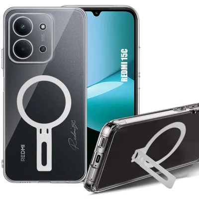 Image de Coque pour Xiaomi Redmi 15C 4G/5G, Silicone Antichoc Transparente avec Support Réglable
