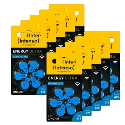 Produktbild von 60 Intenso Energy Ultra Hearing Aid Typ 675 Zink-Luft HšrgerŠtebatterien im 6er Blister