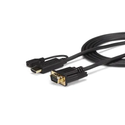 Produktbild von StarTech.com 1,8m aktives HDMI auf VGA Konverter Kabel - HDMI zu VGA Adapter 180cm - Schwarz - 1920x1200 / 1080p - Adapterkabel - HDMI, Mikro-USB Typ B (nur Strom) zu HD-15 (VGA) männlich - 2 m - Schwarz - aktiv, 1920 x 1200 (WUXGA) Support - für P/N: MST3