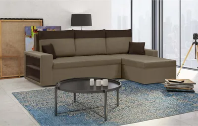 Produktbild von Ecksofa mit Schlaffunktion PABLO1 - Hellbraun/Dunkelbraun