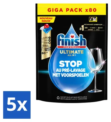Produktbild von 5 x Finish Ultimate All in One Spülmaschinentabs - Vorteilspackung - 5 Stücke