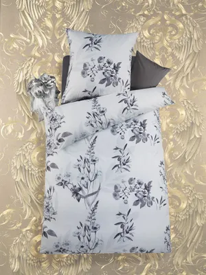 Produktbild von Soma Mako Satin Bettwäsche 135 x 200 cm Bettbezug 135 cm x 200 cm  Kopfkissenbezug 80 x 80 cm Gress weiss / grau