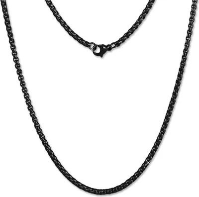 Produktbild von Amello Ankerkette Edelstahl Damen Coin Kette Halsschmuck 50cm schwarz ESC101S