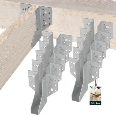 Obrázek produktu pro KOTARBAU® Sada 10 závěsů na trámy 25 x 117 mm Závěsy na trámy z pozinkované oceli Závěsy na trámy Těžké spojky na trámy Dřevěné spojky na trámy Dřevěné trámy