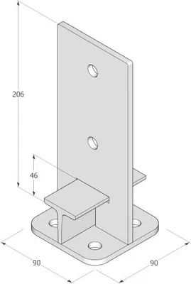 Obrázek produktu pro Patka sloupku PUW 140, rozměr 140x250x8, žárový zinek / balení 1 ks