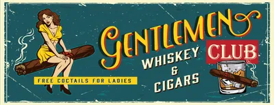 Produktbild von vianmo Holzschild 10x27 cm Gentlemen whiskey and cigars club